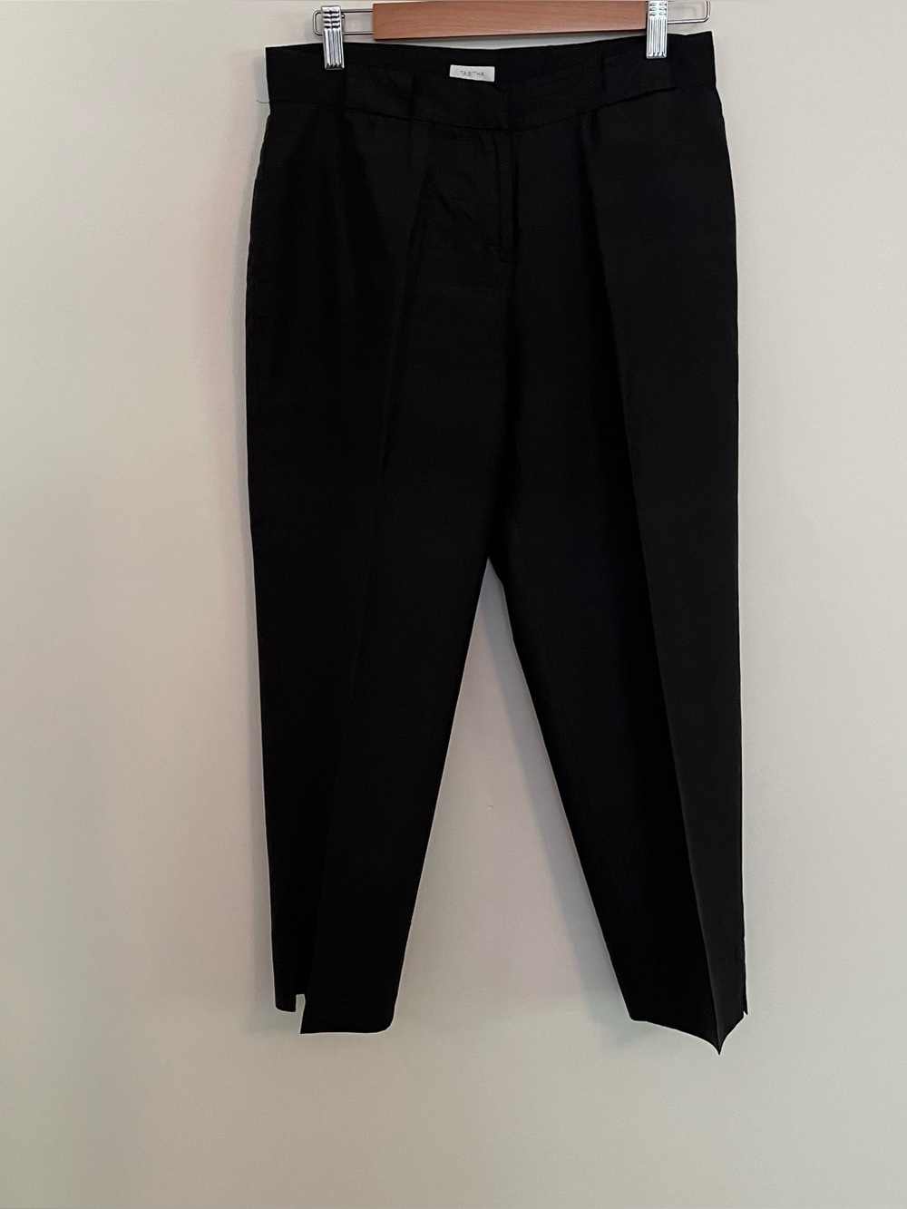Silk black pants straight slim leg 8 petite